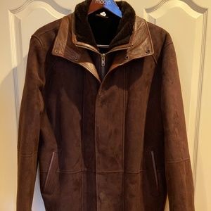 Aston New York Leather Suede Shearling Jacket - XL